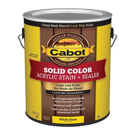 Cabot Cabot Solid Color Acrylic Stain & Sealer Solid Tintable White Base Acrylic Deck Stain 1 gal 140.0001801.007